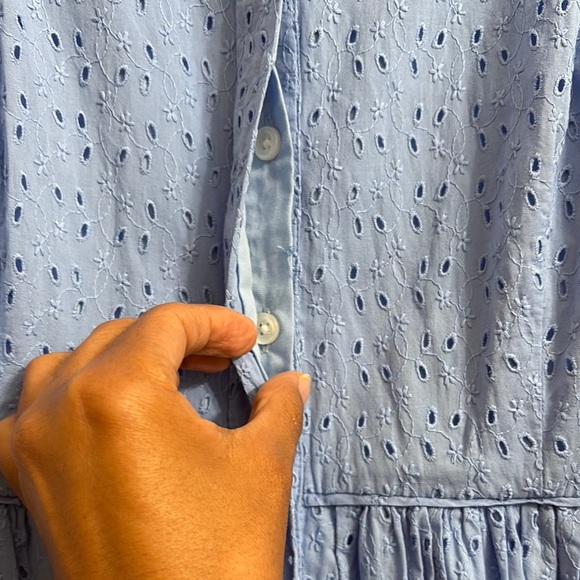 J crew Light Blue Sleeveless Eyelet Dress - Picture 2 of 3